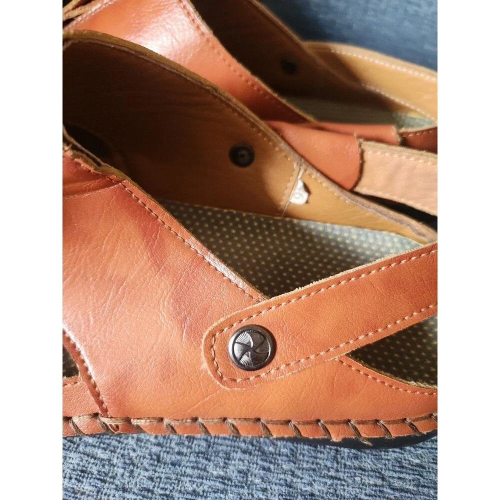 Caoutchouc Men's Brown Leather Casual Slip-on Sandals Size 46 US 13